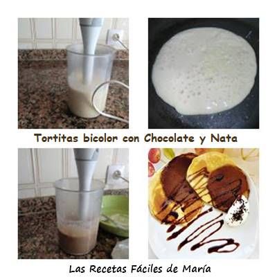 Tortitas Bicolor con chocolate y nata paso a paso