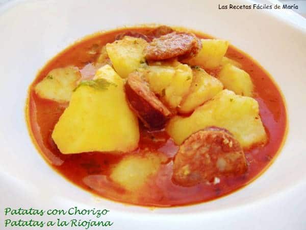 Patatas con chorizo a La Riojana receta Tradicional